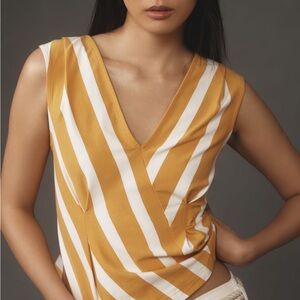 Preppy Anthropologie Maeve Yellow and Gold Sleeveless Tank Top